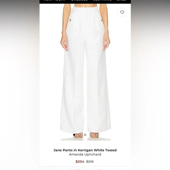 Amanda Uprichard Jane Pants in Kerrigan White Tweed Wide Leg Pants - Picture 1 of 12